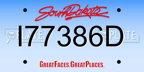 I77386D South Dakota License Plate