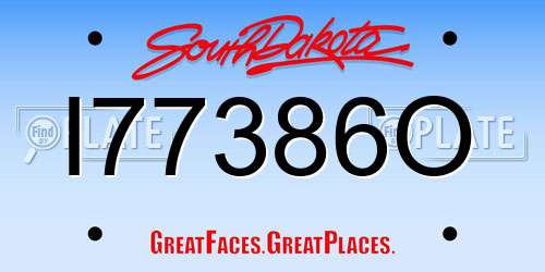 I77386O South Dakota License Plate
