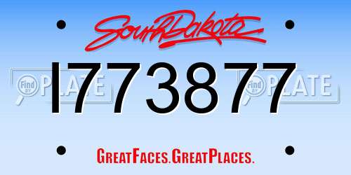 I773877 South Dakota License Plate