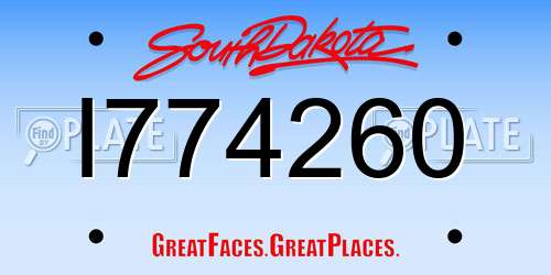 I774260 South Dakota License Plate