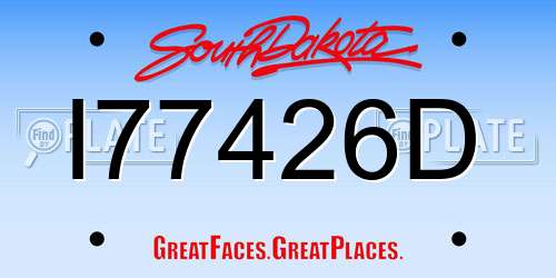 I77426D South Dakota License Plate