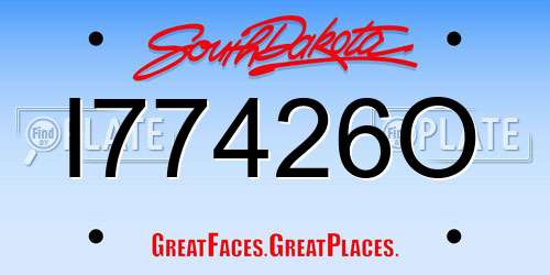 I77426O South Dakota License Plate