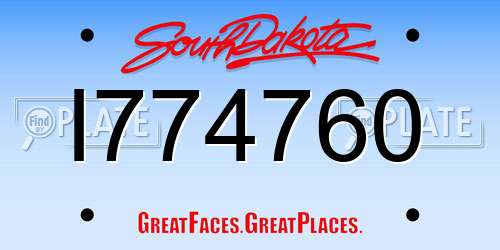 I774760 South Dakota License Plate