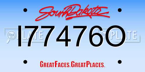 I77476O South Dakota License Plate