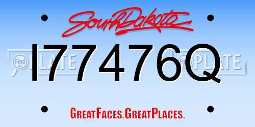 I77476Q South Dakota License Plate
