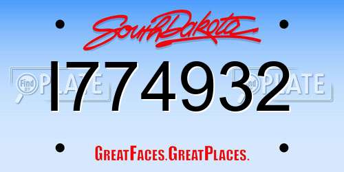 I774932 South Dakota License Plate