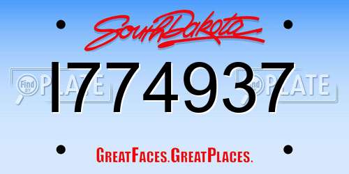 I774937 South Dakota License Plate
