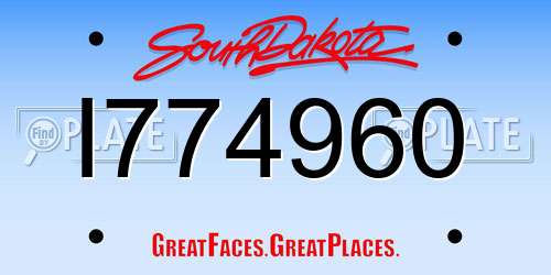 I774960 South Dakota License Plate