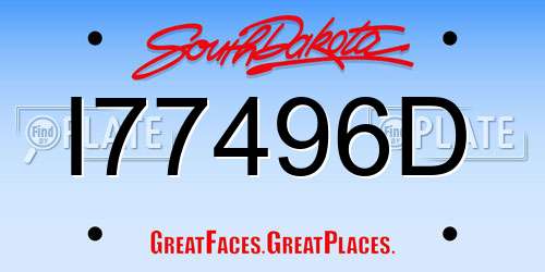 I77496D South Dakota License Plate
