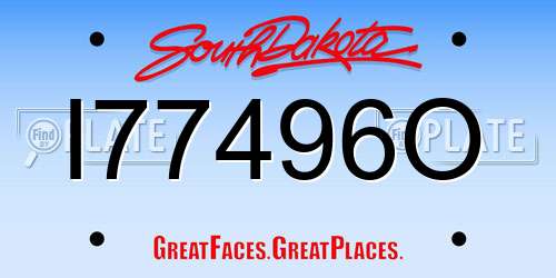 I77496O South Dakota License Plate