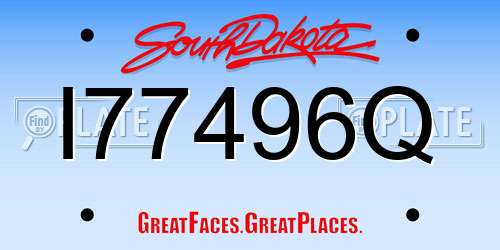 I77496Q South Dakota License Plate