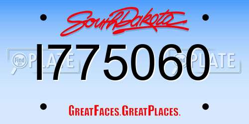 I775060 South Dakota License Plate