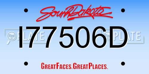 I77506D South Dakota License Plate