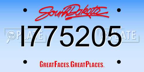 I775205 South Dakota License Plate