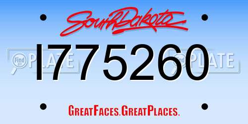 I775260 South Dakota License Plate