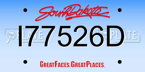 I77526D South Dakota License Plate