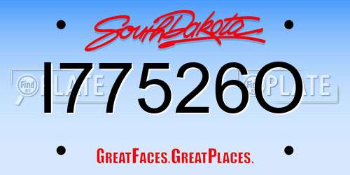 I77526O South Dakota License Plate