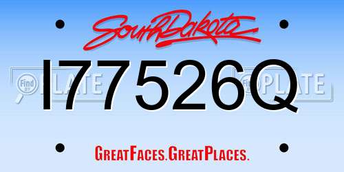 I77526Q South Dakota License Plate