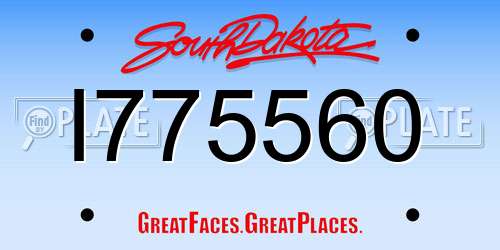 I775560 South Dakota License Plate