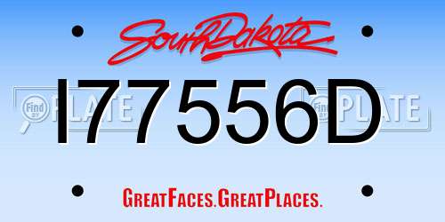 I77556D South Dakota License Plate