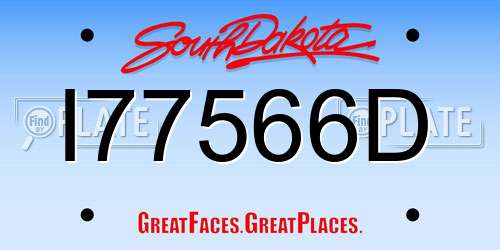 I77566D South Dakota License Plate
