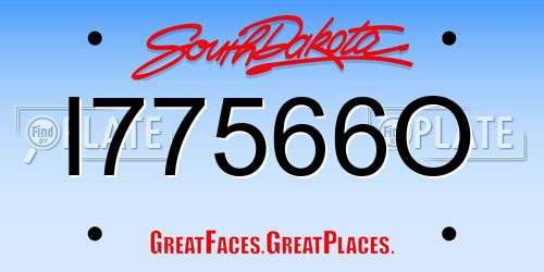 I77566O South Dakota License Plate
