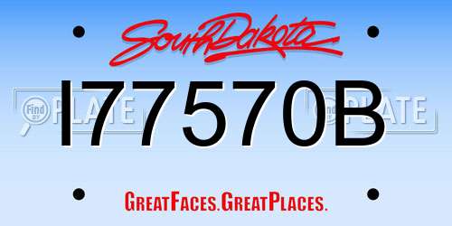 I77570B South Dakota License Plate
