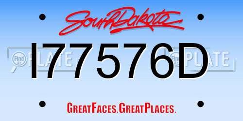 I77576D South Dakota License Plate