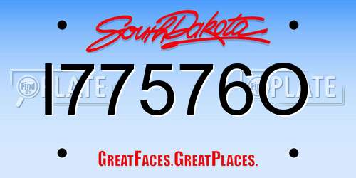 I77576O South Dakota License Plate
