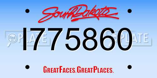 I775860 South Dakota License Plate