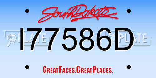I77586D South Dakota License Plate