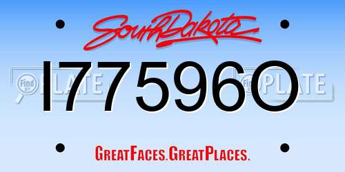 I77596O South Dakota License Plate