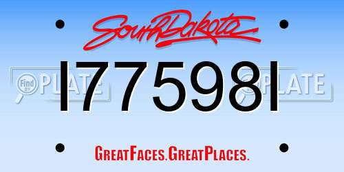 I77598I South Dakota License Plate