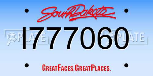 I777060 South Dakota License Plate