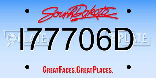 I77706D South Dakota License Plate
