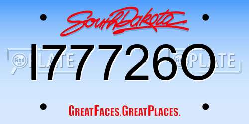 I77726O South Dakota License Plate