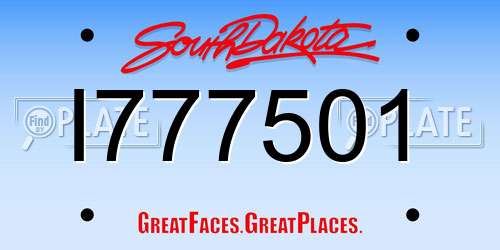 I777501 South Dakota License Plate