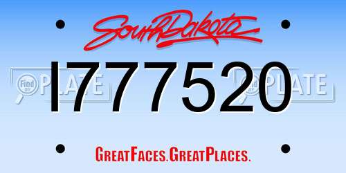 I777520 South Dakota License Plate