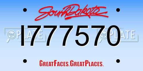 I777570 South Dakota License Plate