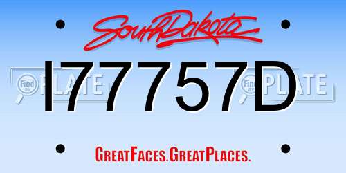 I77757D South Dakota License Plate