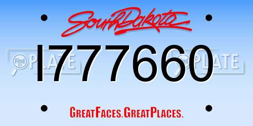 I777660 South Dakota License Plate