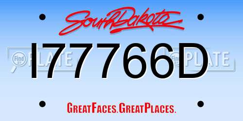 I77766D South Dakota License Plate