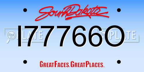 I77766O South Dakota License Plate