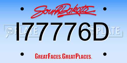 I77776D South Dakota License Plate