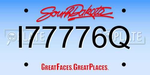 I77776Q South Dakota License Plate