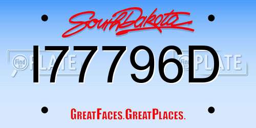 I77796D South Dakota License Plate
