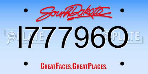 I77796O South Dakota License Plate