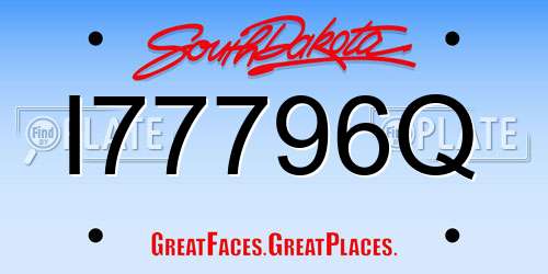 I77796Q South Dakota License Plate