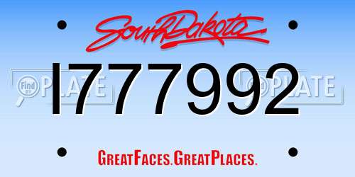 I777992 South Dakota License Plate