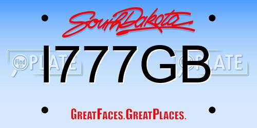 I777GB South Dakota License Plate
